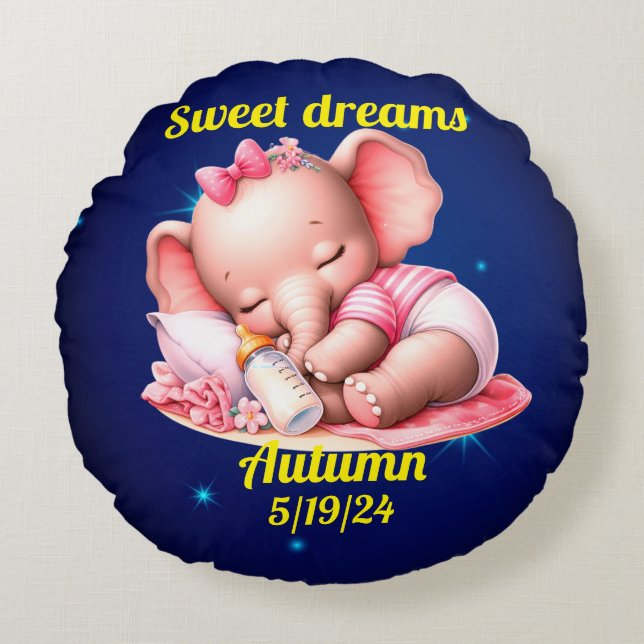Personalized girl's  round pillow (Front)