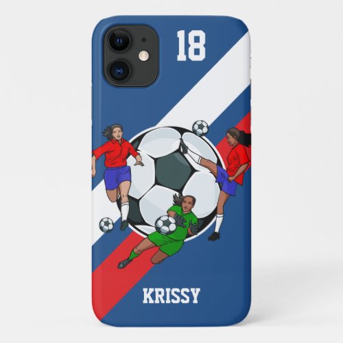 Personalized Girls Soccer Designer iPhone 11 Case