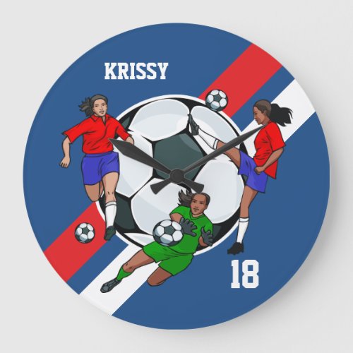 Personalized Girls Soccer Designer Large Clock