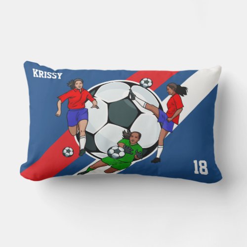 Personalized Girls Soccer Designer Lumbar Pillow