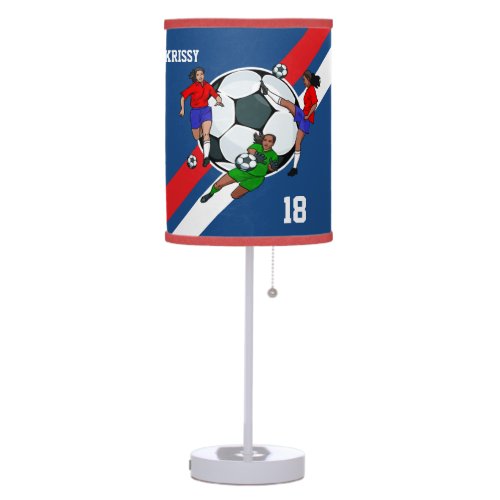 Personalized Girls Soccer Designer Table Lamp