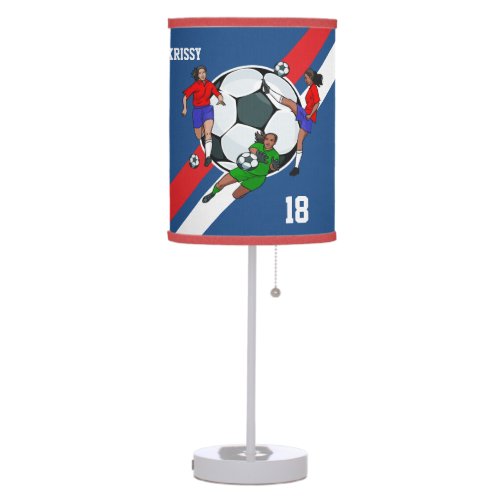 Personalized Girls Soccer Designer Table Lamp