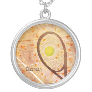 Personalized Girl's Tennis Love Silver Plated Necklace