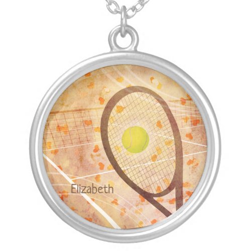 Personalized Girls Tennis Love Silver Plated Necklace