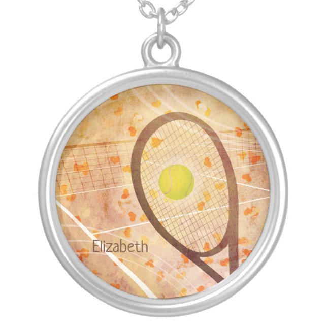 Personalized Girl's Tennis Love Silver Plated Necklace (Front)
