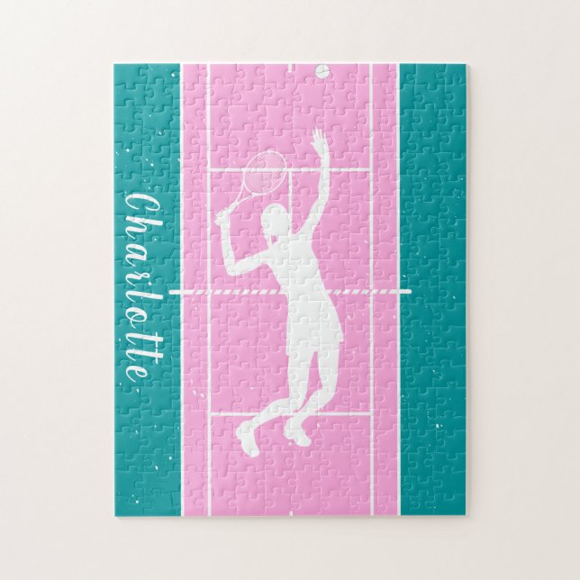 Personalized Girls Tennis Team Puzzle Gift Pink (Vertical)