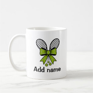 Personalized Girls Tennis with Bow Rackets & Quote Coffee Mug