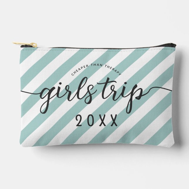 Personalized Girls Trip Cheaper Than Therapy Accessory Pouch (Front)