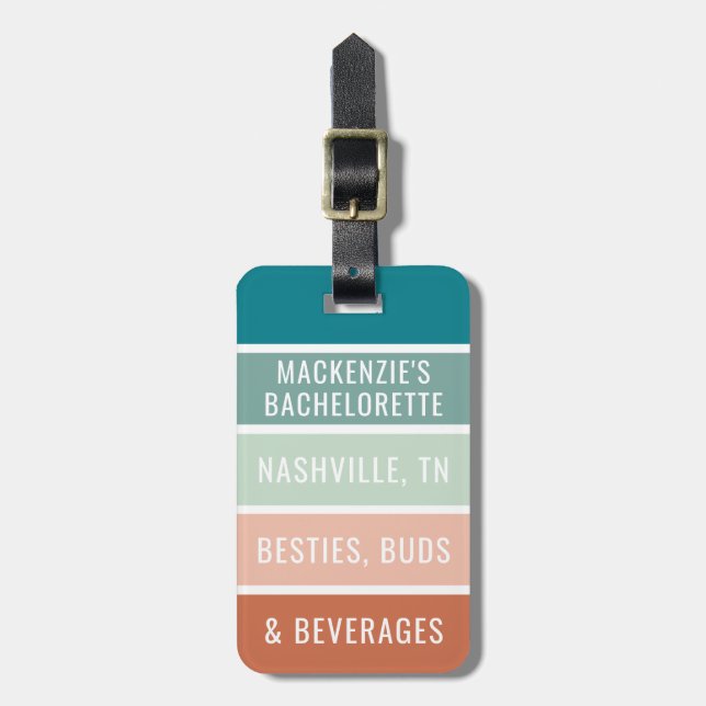 Personalized Girls Trip Custom Trendy Stripe  Luggage Tag (Front Vertical)