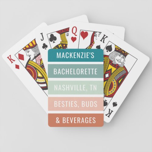 Personalized Girls Trip Custom Trendy Stripe Poker Cards