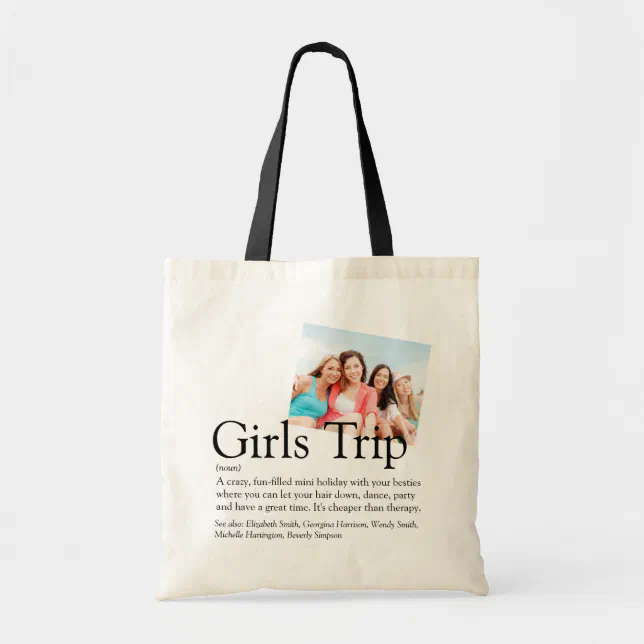 Personalized Girls Trip Definition Photo Tote Bag | Zazzle