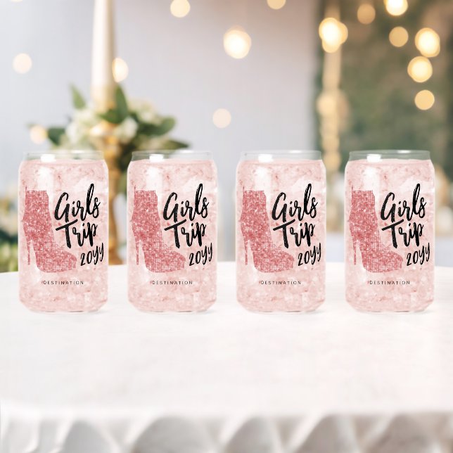Personalized Girls Trip Disco Mirror Pink Boots Can Glass (Insitu (Wedding))
