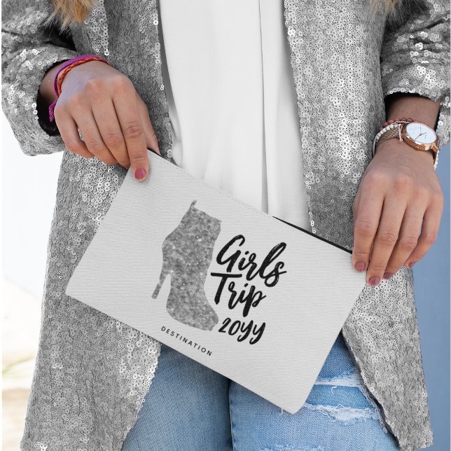 Personalized Girls Trip Disco Mirror Silver Boots Accessory Pouch (Creator Uploaded)