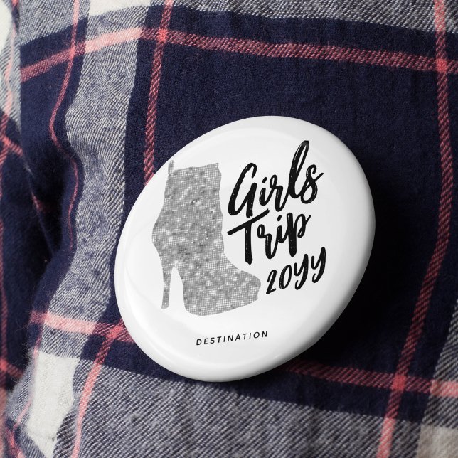 Personalized Girls Trip Disco Mirror Silver Boots Button (Creator Uploaded)