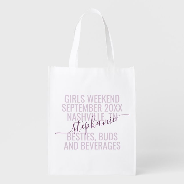 Personalized Girls Trip Getaway Name Tote Purples (Front)