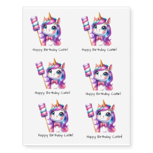 Personalized Girls Unicorn Smores Tattoo