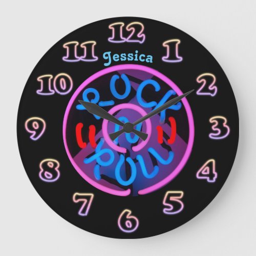 Personalized GIRLS WALL Clock NEON Retro RocknRoll