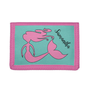 Personalized girl's wallet with cute mermaid print