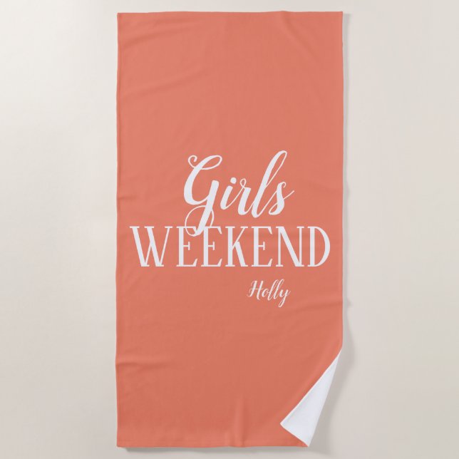 Personalized Girls Weekend Beach Towel (Front)
