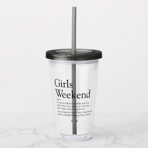 Personalized Girls Weekend Definition Acrylic Tumbler