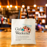 Personalized Girls Weekend Definition Photo Tote Bag<br><div class="desc">Personalize with your definition of a perfect girls' weekend,  and add the names of your besties and a special photo. Designed by Thisisnotme©</div>