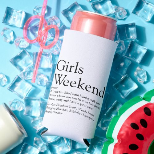 Personalized Girls Weekend Definition Seltzer Can Cooler