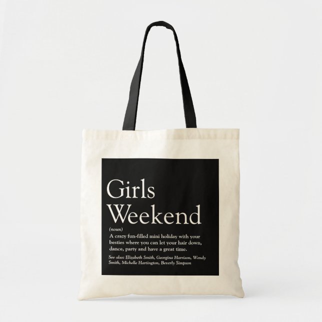 Personalized Girls Weekend Definition Tote Bag (Front)