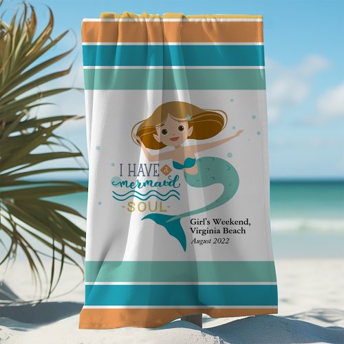 Personalized Girls Weekend Mermaid Beach Towel