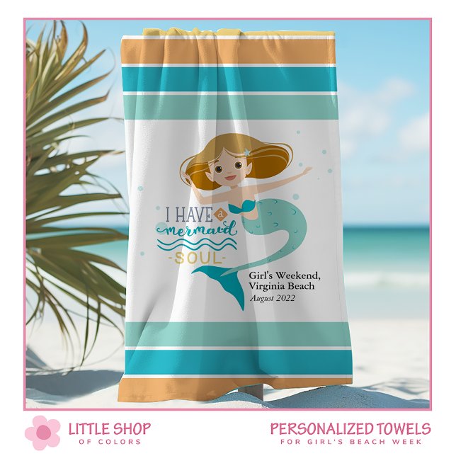Personalized Girls Weekend Mermaid Beach Towel (Creator Uploaded)
