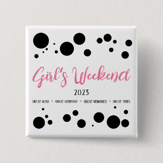 Personalized Girl's Weekend Pink Dotted Button
