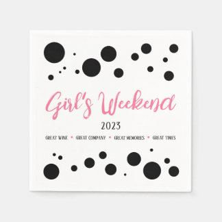 Personalized Girl's Weekend Pink Dotted Napkins