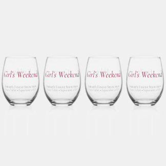 Personalized Girls Weekend Stemless Wine Glass Set