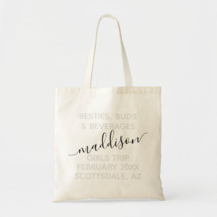 Personalized Girls Weekend Trip Custom Name Tote Bag