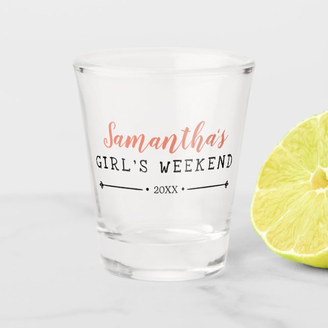 Personalized Girl's Weekend Year Shot Glass (Front)