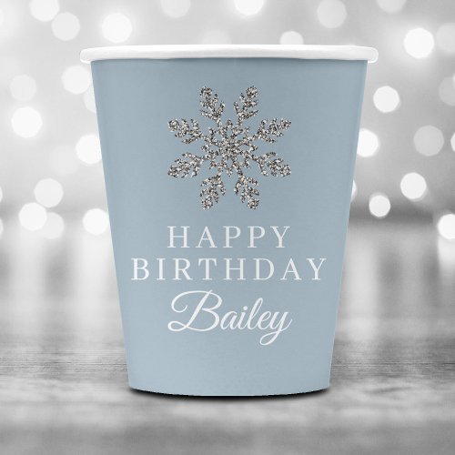 Personalized Girls Winter Snowflake 1st Birthday Paper Cups