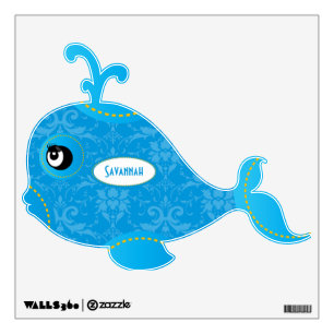 Personalized Girly Aqua Whale Wall Decal