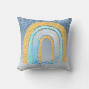Personalized GIRLY Bedroom decor Glittery RAINBOWS Throw Pillow