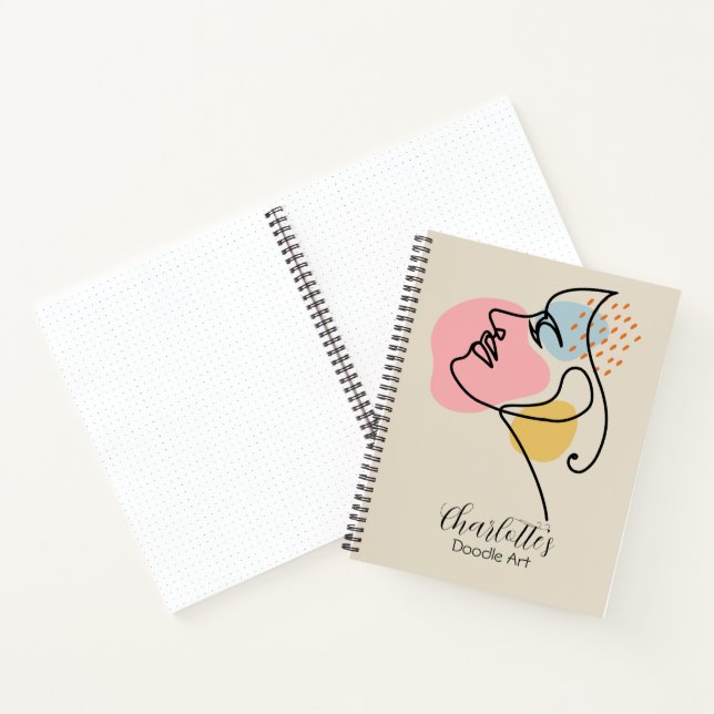 Personalized Girly Beige Abstract Art Sketchbook Notebook (Inside)
