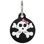 Personalized Girly Bow Skull Crossbones Pet Name Tag at Zazzle