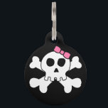 Personalized Girly Bow Skull Crossbones Pet Name Tag<br><div class="desc">Girly skull & crossbones & a pink bow atop the head of the skull. 
Personalize with name,  address,  and phone number on back side!</div>