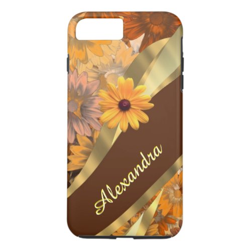 Personalized girly brown flower pattern iPhone 8 plus7 plus case