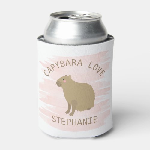Personalized Girly Capybara Love  Can Cooler