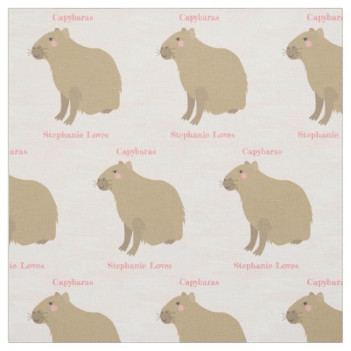 Personalized Girly Capybara Pattern on light pink Fabric