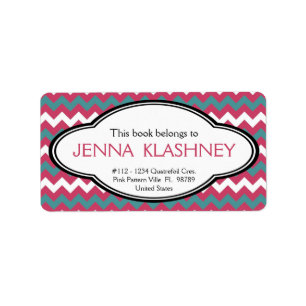 Personalized Girly Chevron Zig Zag Bookplate