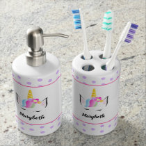 Personalized Girly Chic Magical Unicorn head Bath Set Personalized Girly Chic Magical Unicorn head Bath Set