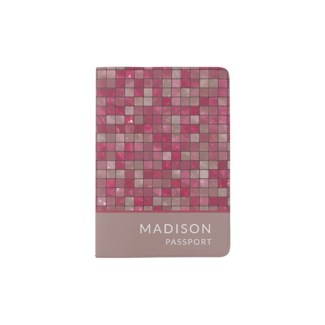 Personalized Girly Chic Modern Geometric Pattern Passport Holder (Front)