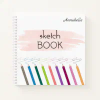 Personalized Girly Colorful Pencils Sketch book