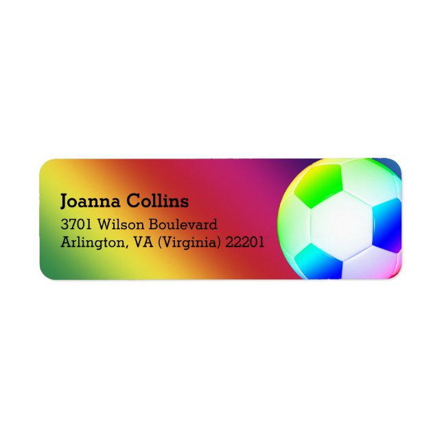 Personalized Girly Colorful Soccer | Football Label (Front)
