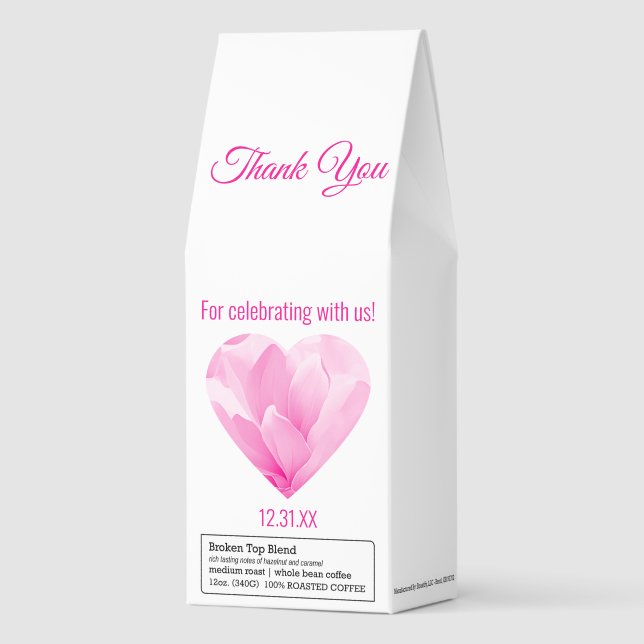 Personalized Girly Elegant Pink Heart Party Favor  Roasted Coffee (Front)