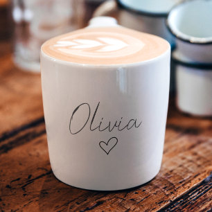 Personalized Girly Espresso Cup with Name & Heart